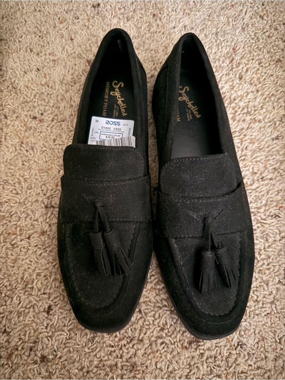 Seychelles Black Suede Tassel Loafers
